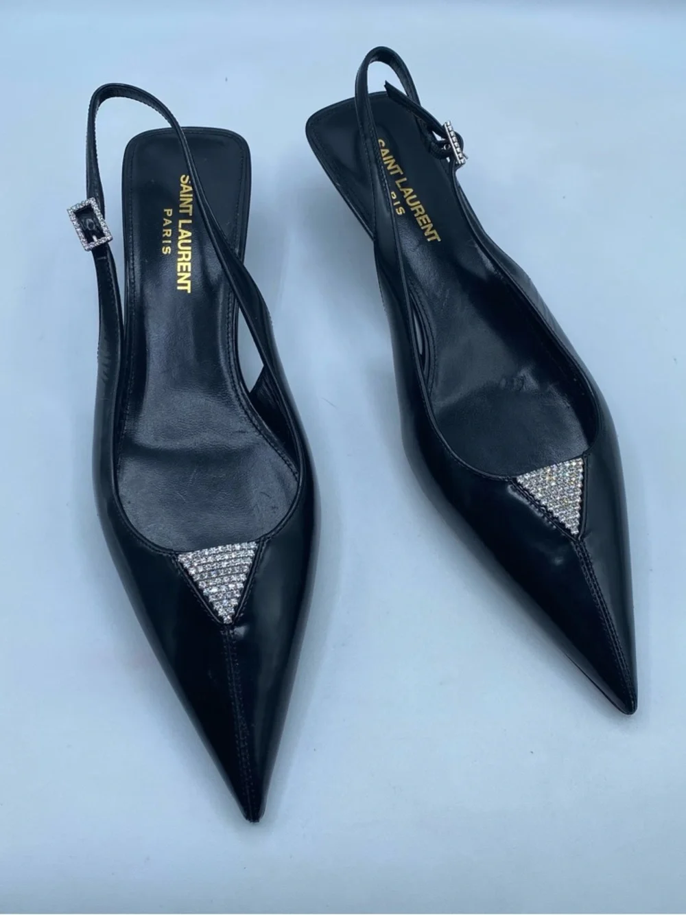 Saint Laurent Cherish Slingback Pumps with Crystal Accents - Picture 3 of 16